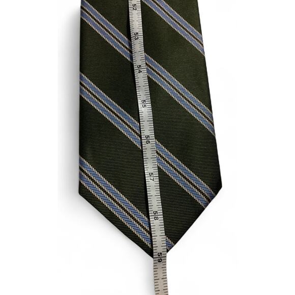 Brooks Brothers green and blue stripe silk stain resistant - Picture 7 of 7